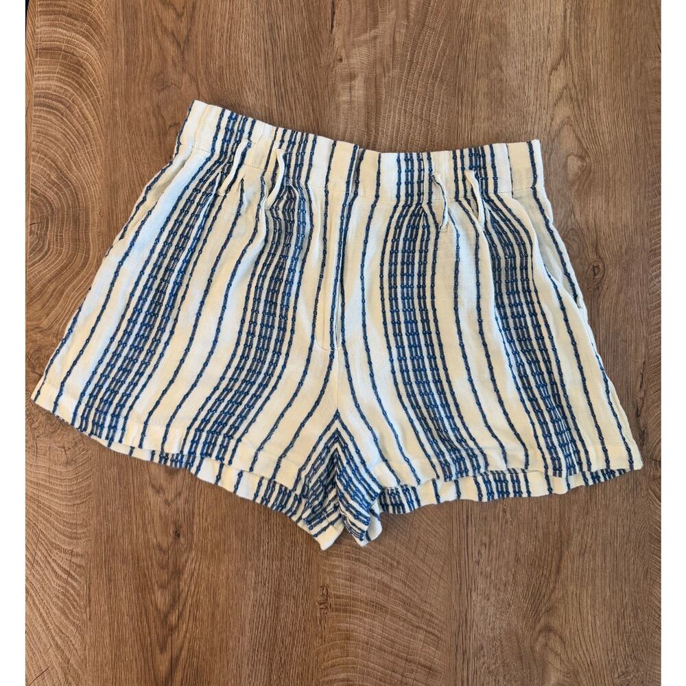 Lulus Laguna Blue Striped High Waist Shorts w/ Pockets Women’s Size Medium